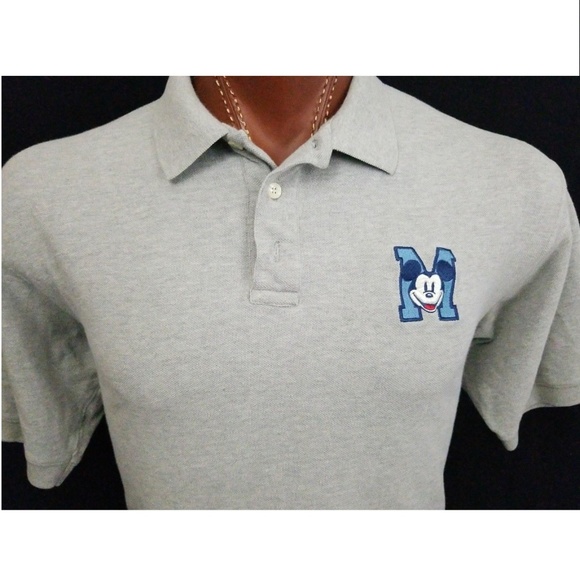 Disney Store Mickey Mouse Gray Embroidered Polo L - Picture 1 of 6